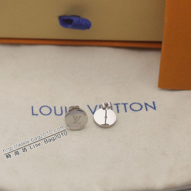 Louis Vuitton新款飾品 路易威登老花銀色耳環 LV圓形簡約耳釘  zglv1976
